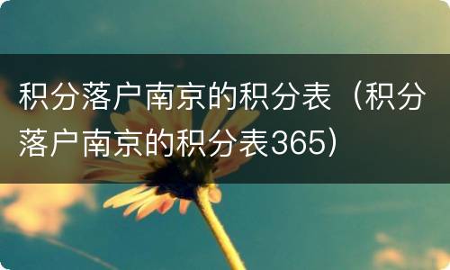 积分落户南京的积分表（积分落户南京的积分表365）