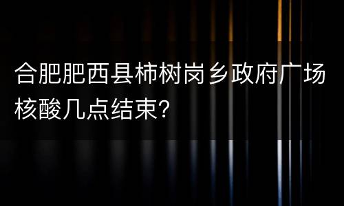 合肥肥西县柿树岗乡政府广场核酸几点结束？