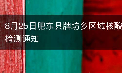 8月25日肥东县牌坊乡区域核酸检测通知