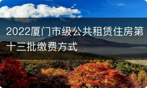 2022厦门市级公共租赁住房第十三批缴费方式