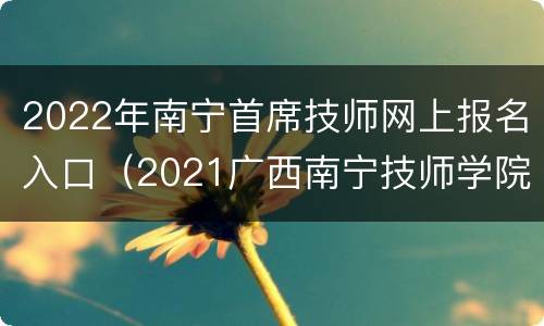 2022年南宁首席技师网上报名入口（2021广西南宁技师学院招聘）