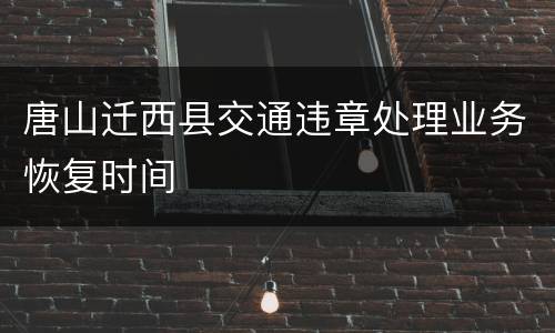 唐山迁西县交通违章处理业务恢复时间