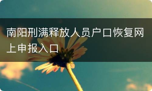 南阳刑满释放人员户口恢复网上申报入口