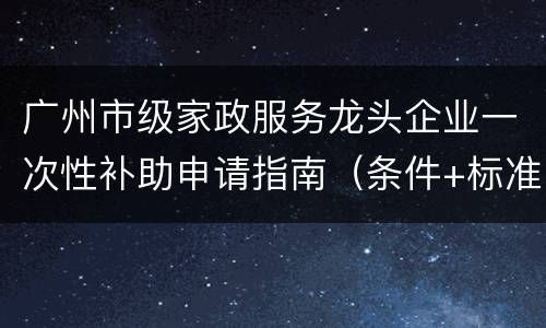 广州市级家政服务龙头企业一次性补助申请指南（条件+标准+材料）