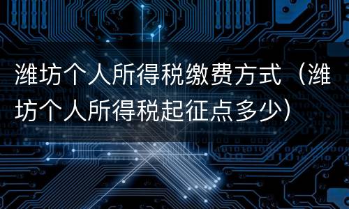 潍坊个人所得税缴费方式（潍坊个人所得税起征点多少）