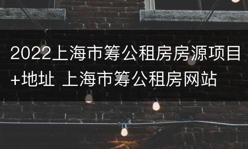 2022上海市筹公租房房源项目+地址 上海市筹公租房网站