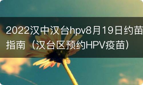 2022汉中汉台hpv8月19日约苗指南（汉台区预约HPV疫苗）