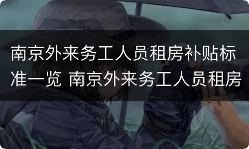 南京外来务工人员租房补贴标准一览 南京外来务工人员租房补贴标准一览表下载