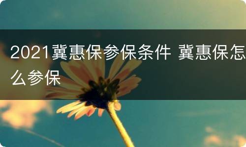 2021冀惠保参保条件 冀惠保怎么参保