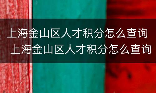上海金山区人才积分怎么查询 上海金山区人才积分怎么查询进度