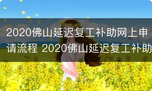 2020佛山延迟复工补助网上申请流程 2020佛山延迟复工补助网上申请流程图片