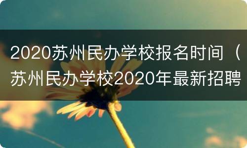 2020苏州民办学校报名时间（苏州民办学校2020年最新招聘）