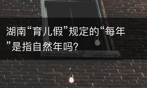 湖南“育儿假”规定的“每年”是指自然年吗？