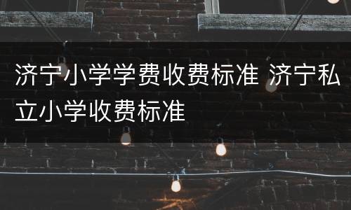 济宁小学学费收费标准 济宁私立小学收费标准