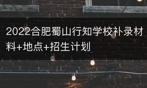 2022合肥蜀山行知学校补录材料+地点+招生计划