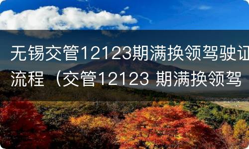 无锡交管12123期满换领驾驶证流程（交管12123 期满换领驾驶证）