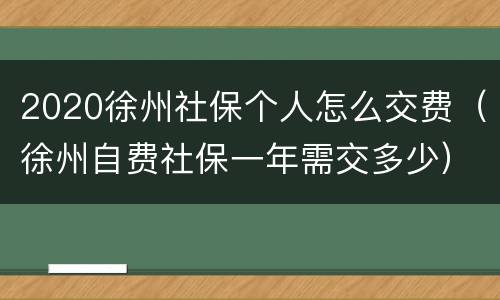 2020徐州社保个人怎么交费（徐州自费社保一年需交多少）