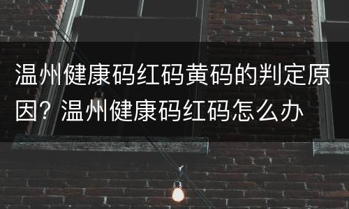 温州健康码红码黄码的判定原因? 温州健康码红码怎么办