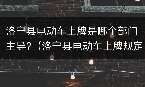 洛宁县电动车上牌是哪个部门主导?（洛宁县电动车上牌规定）