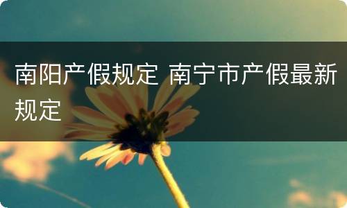南阳产假规定 南宁市产假最新规定