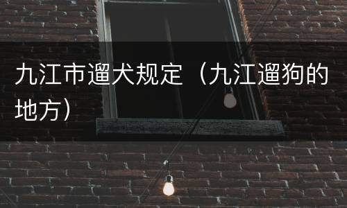 九江市遛犬规定（九江遛狗的地方）