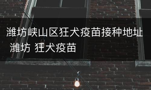 潍坊峡山区狂犬疫苗接种地址 潍坊 狂犬疫苗