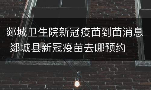 郯城卫生院新冠疫苗到苗消息 郯城县新冠疫苗去哪预约