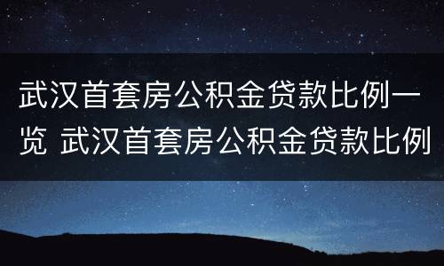 武汉首套房公积金贷款比例一览 武汉首套房公积金贷款比例一览表最新