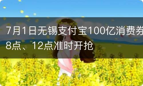 7月1日无锡支付宝100亿消费券8点、12点准时开抢