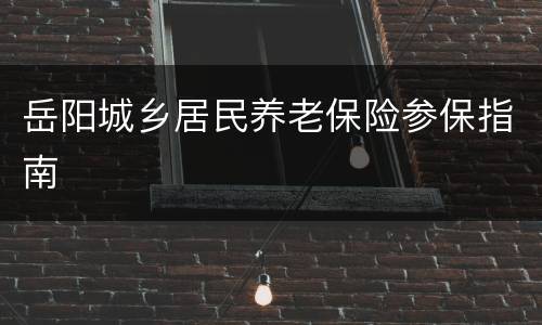 岳阳城乡居民养老保险参保指南