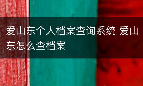 爱山东个人档案查询系统 爱山东怎么查档案