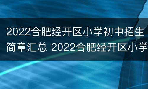 2022合肥经开区小学初中招生简章汇总 2022合肥经开区小学初中招生简章汇总图