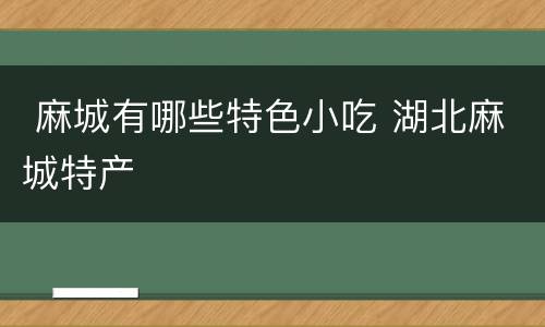  麻城有哪些特色小吃 湖北麻城特产