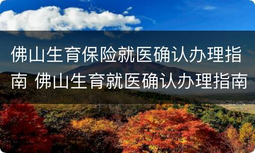 佛山生育保险就医确认办理指南 佛山生育就医确认办理指南(附详细材料