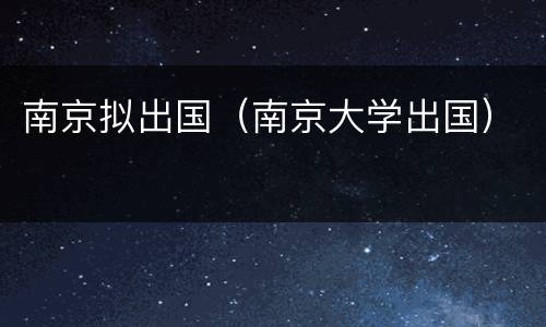 南京拟出国（南京大学出国）