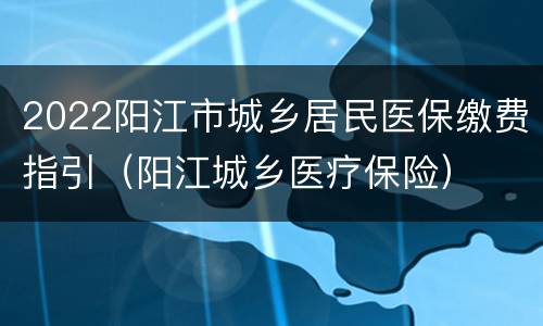 2022阳江市城乡居民医保缴费指引（阳江城乡医疗保险）