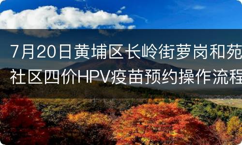 7月20日黄埔区长岭街萝岗和苑社区四价HPV疫苗预约操作流程