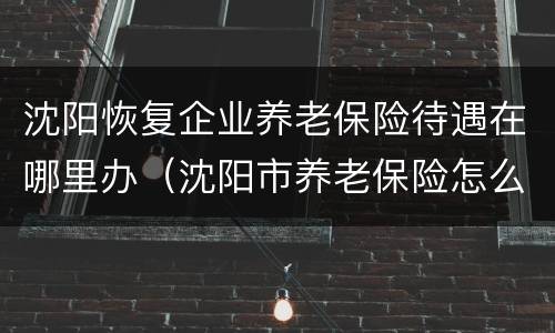 沈阳恢复企业养老保险待遇在哪里办（沈阳市养老保险怎么办理）