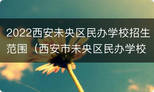 2022西安未央区民办学校招生范围（西安市未央区民办学校有哪些）