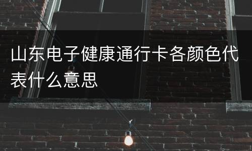 山东电子健康通行卡各颜色代表什么意思