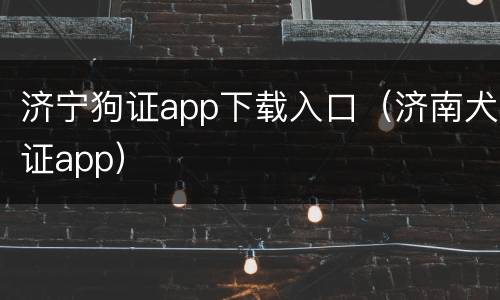 济宁狗证app下载入口（济南犬证app）