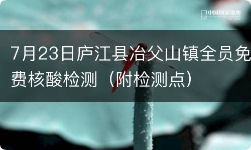 7月23日庐江县冶父山镇全员免费核酸检测（附检测点）