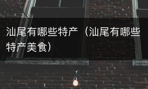 汕尾有哪些特产（汕尾有哪些特产美食）
