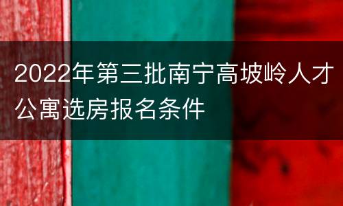 2022年第三批南宁高坡岭人才公寓选房报名条件