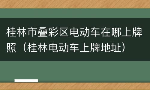 桂林市叠彩区电动车在哪上牌照（桂林电动车上牌地址）