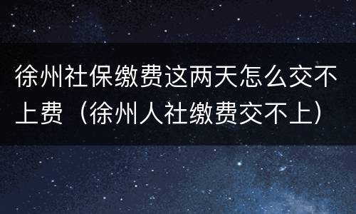 徐州社保缴费这两天怎么交不上费（徐州人社缴费交不上）
