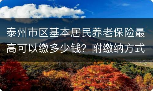 泰州市区基本居民养老保险最高可以缴多少钱？附缴纳方式