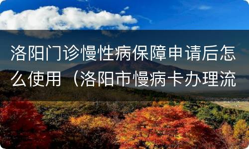 洛阳门诊慢性病保障申请后怎么使用（洛阳市慢病卡办理流程）