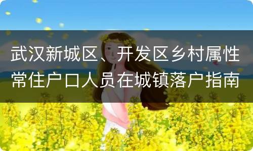 武汉新城区、开发区乡村属性常住户口人员在城镇落户指南