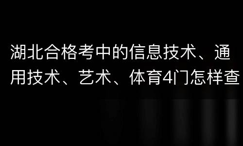 湖北合格考中的信息技术、通用技术、艺术、体育4门怎样查询？
